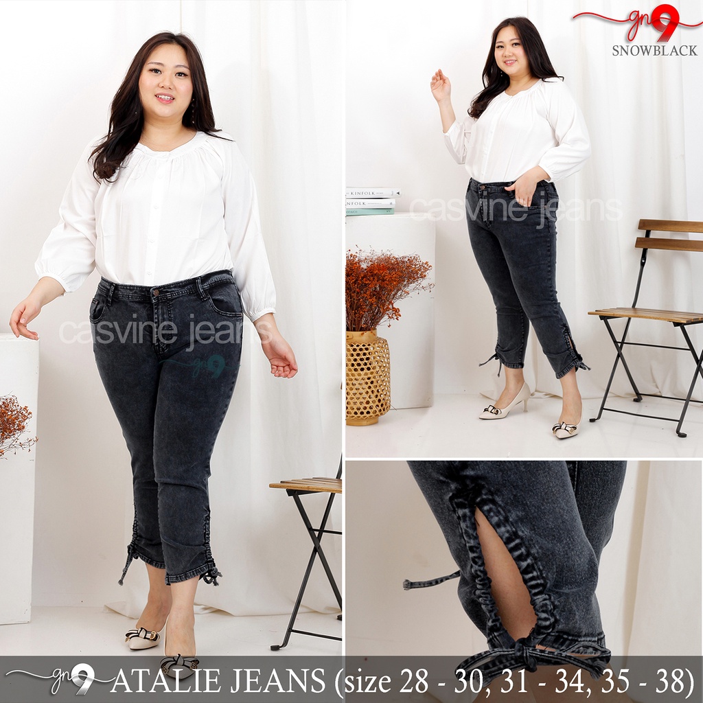 CASVINEJEANS || Celana Jeans Wanita Atalie Bigsize Jumbo Snow Mom Jeans Tali Serut Over Jumbo