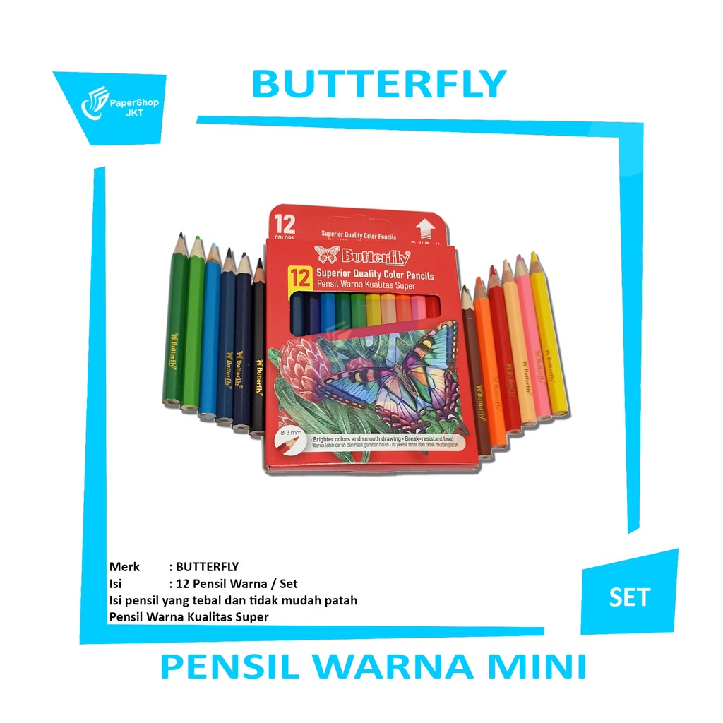 

BUTTERFLY - Pensil Warna 12 Warna Mini - Set
