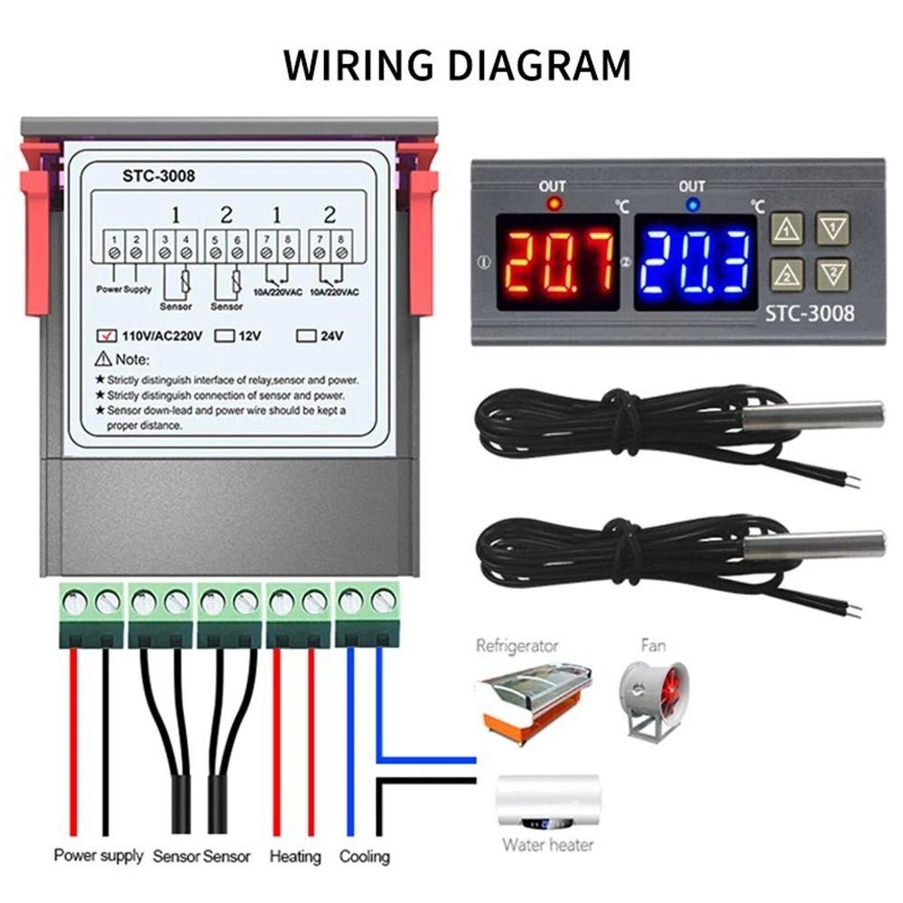 Solighter Termostat Digital Ganda Pemanas Profesional Pendingin LED Thermoregulator Relay