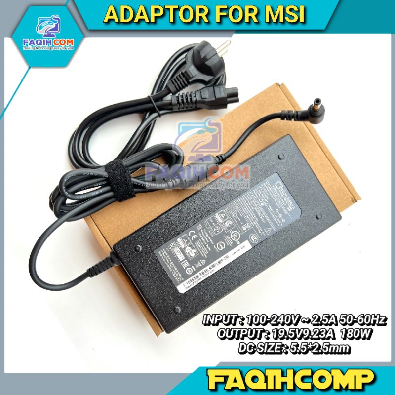 Adaptor Charger Laptop MSI 19.5V 9.23A 180W MSI GV62 GV72 GS65 GS63 GS63VR GS43VR GS60 GS70 GS73 GS73VR GS75 GF62 GE62 GE62VR GE62MVR GE72 GE72VR