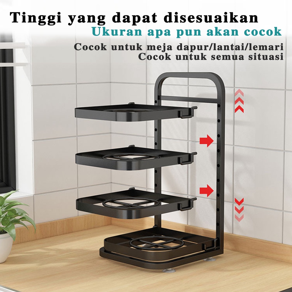 Yibu Rak panci kompor dapur Rak Rak penyimpanan berjenjang untuk panci dan wajan di bawah wastafel d
