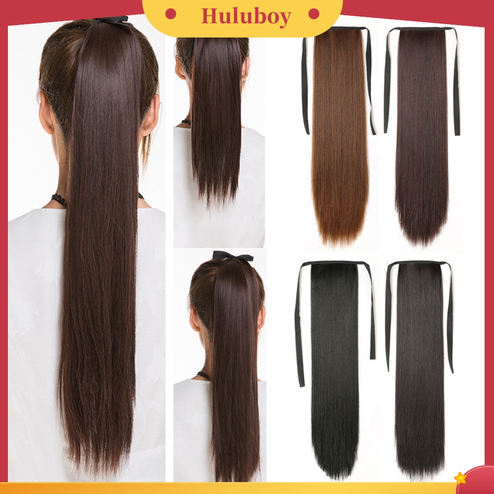 Wig Rambut Ekstensi Model Panjang Lurus Ukuran 45 / 55 / 65cm Untuk Wanita