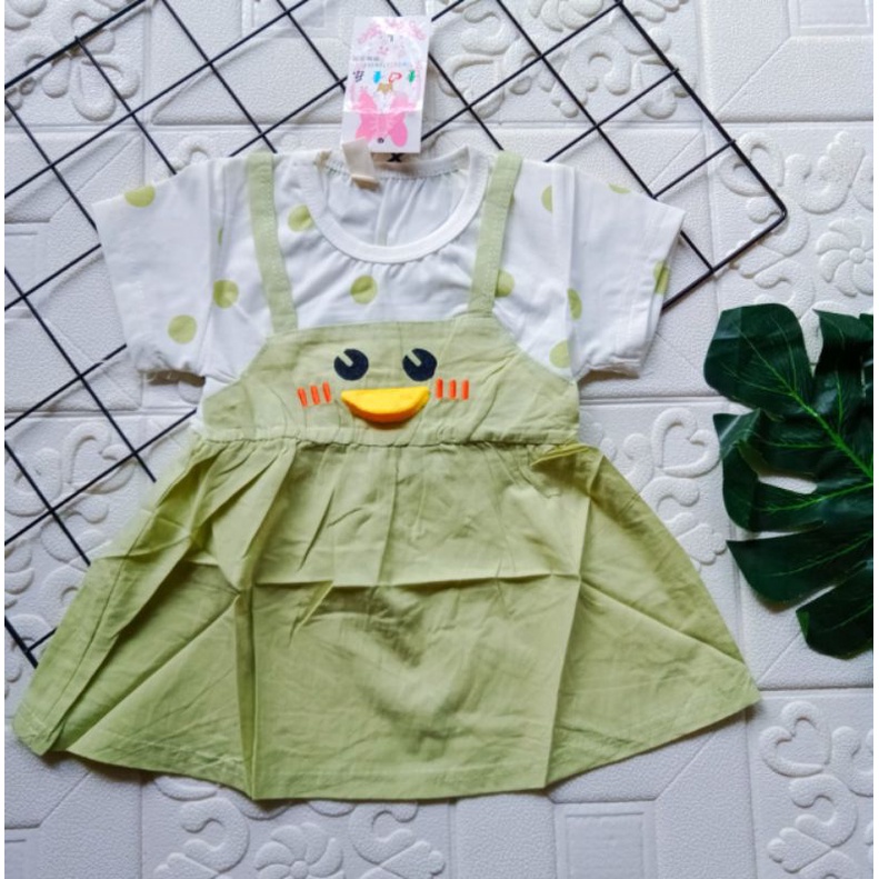 [0-4 th] DRESS ANAK IMPORT KATUN / DRESS ANAK IMUT MOTIF PITA RENDA BEBEK DRESS TUTU ANAK IMPORT PREMIUM /(0-4 Tahun) Dress Anak import overall duck bebek /Baju Bayi Perempuan 100% KATUN PREMIUM QUALITY IMPORT