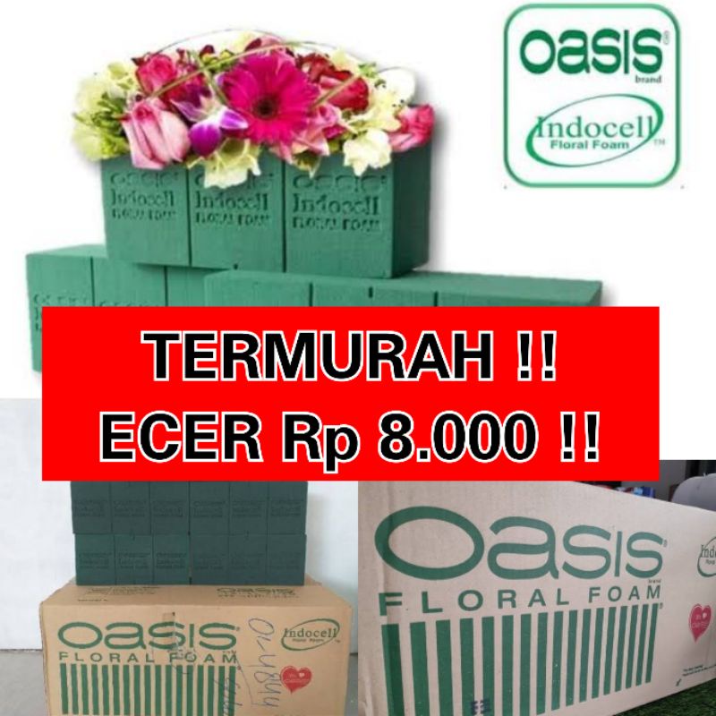 Jual ECER OASIS Floral Foam basah Fresh flower INDOCELL / oasis fower / oasis basah / oasis