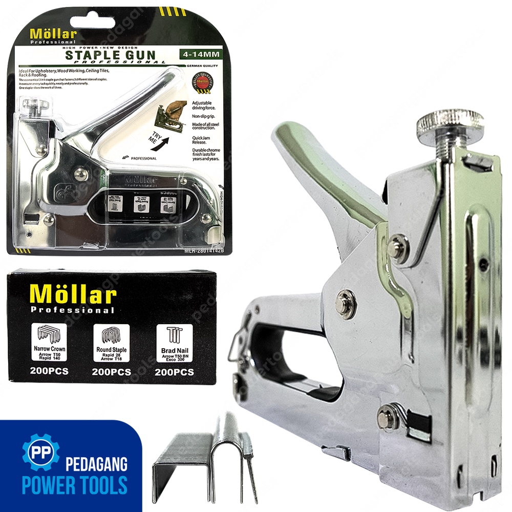 PAKET MOLLAR 3 WAY STAPLE GUN &amp; MLR REFILL ISI STAPLES TEMBAK 3 IN 1