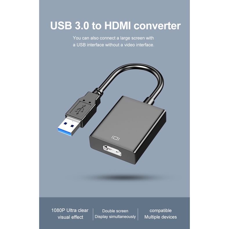 【LIPI】 Kabel USB 3.0 To HDTV Converter Adapter/ USB 3.0 To Multimedia HD