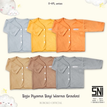 Baju bayi piyama warna gradasi 0-3 bulan