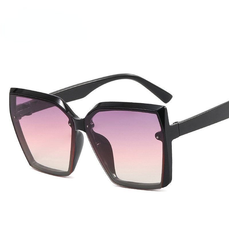 (YUZHU) Korea Fashion Oversized Square Frame Kacamata Hitam Wanita INS Gaya Pantai Kerai Sunglasses