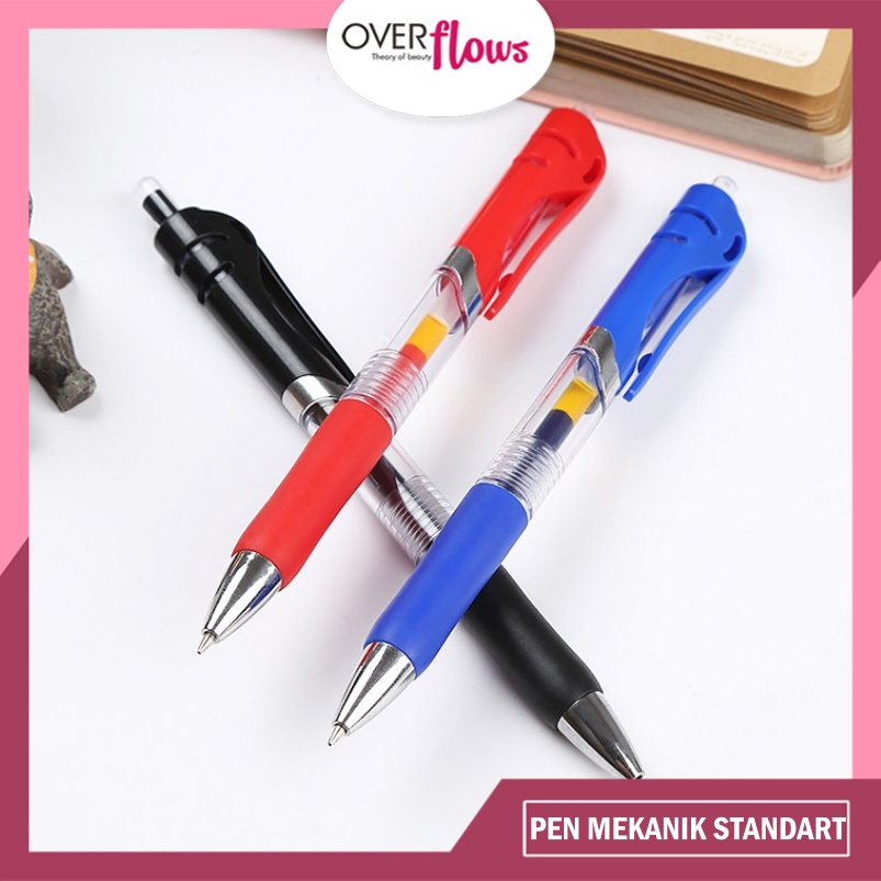 

OVERFLOWS.ID Pulpen Model Standart Polos Bolpoin Pena Merah Hitam Biru Basic Murah