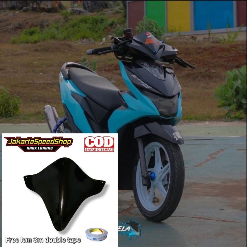 Visor honda beat new fi esp bohlam bahan full akrilik free double tape