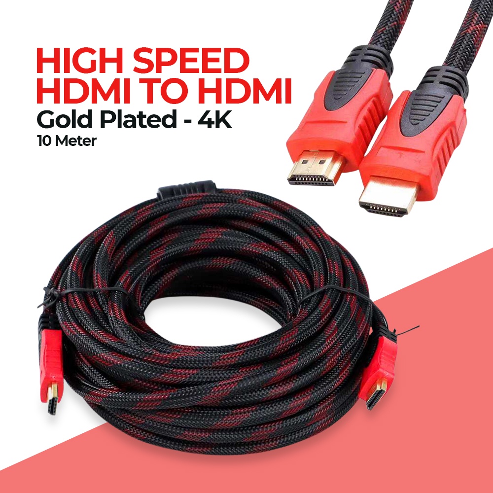 High Speed HDMI to HDMI Cable OD7.3mm Gold Plated 4K 10 Meter - HYX - TFCL06BK Black