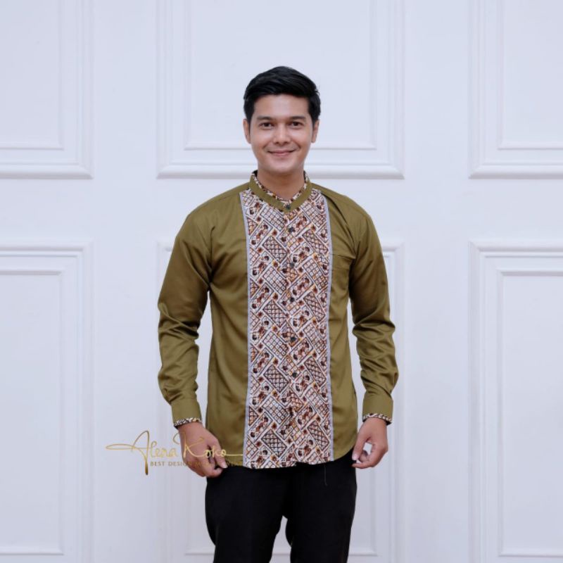 KEMKO ZAYYED KEMEJA KOKO PRIA COWOK DEWASA WARNA ARMY HIJAU OLIVE ABU BIRU DONGKER NAVY NAVI COKSU C