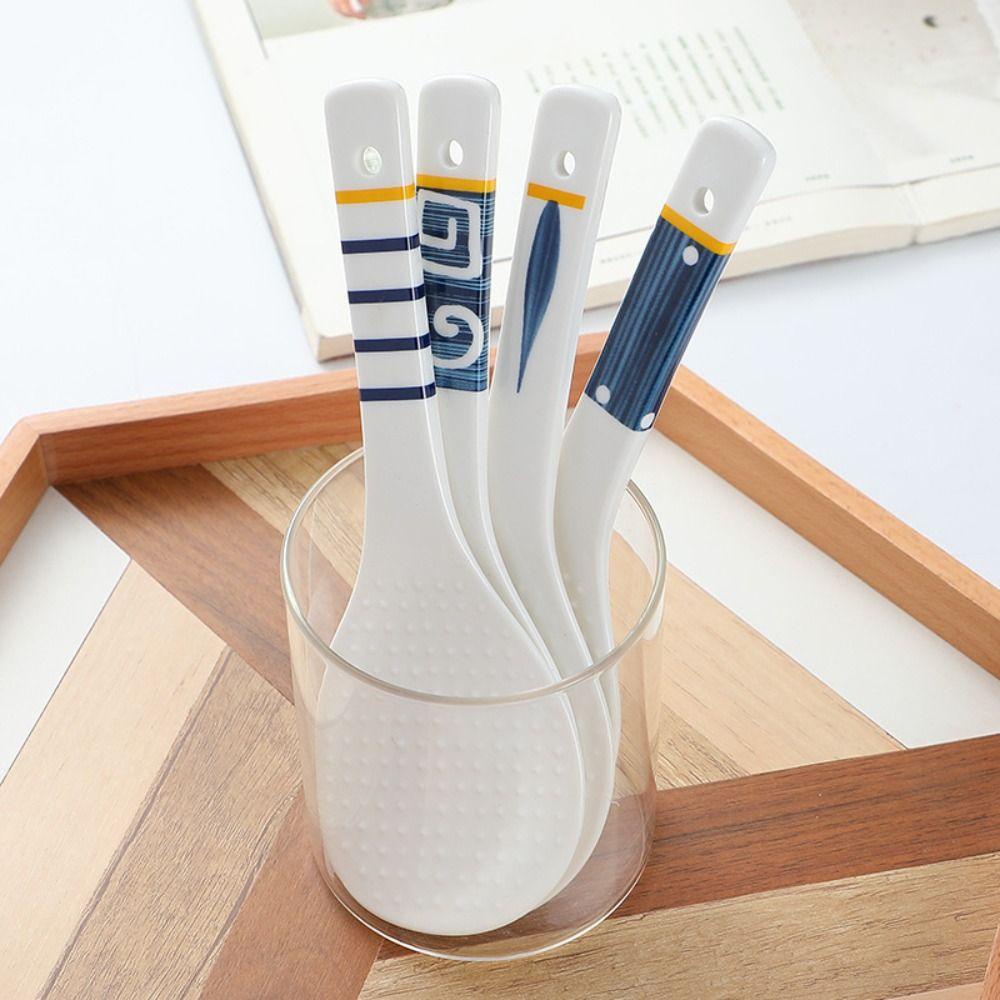[Elegan] Rice Paddle Cooking Anti Karat Tableware Alat Makan Sendok Saji Keramik