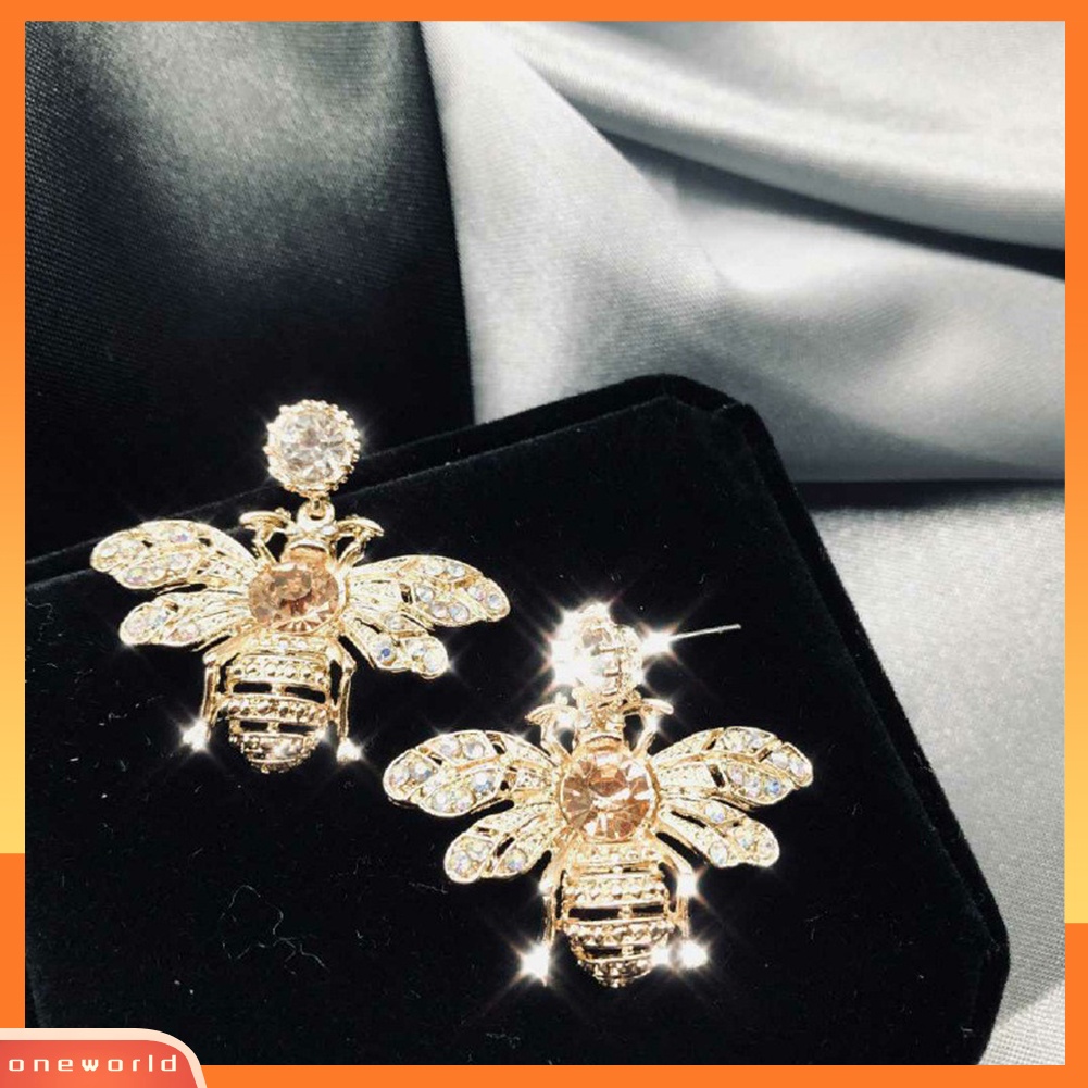 [WONE] Wanita Fashion Lebah Madu Anting Honeybee Berlian Imitasi Ear Studs Perhiasan Hadiah