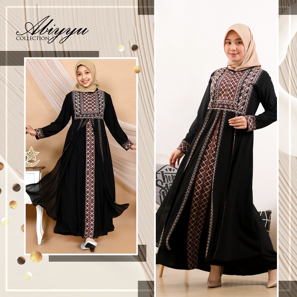 Abiyyuco TA9020 | Gamis Abaya Turkey Anak, Remaja, Dewasa, Couple Terbaru 2022, Turki Hitam dan Warna Mewah, Turkiy Busui