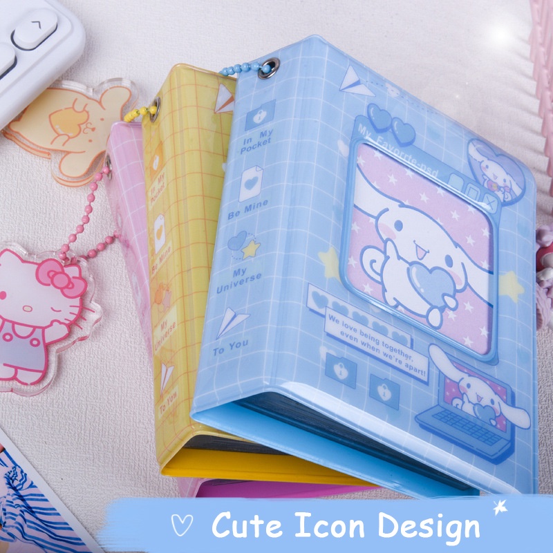 Sanrio Album Foto polaroid 2r 3 inci bahan 40 Kantong PVC Halaman Dalam Kartun Kartu Buku Idol Pas Foto Penyimpanan Mini Mengumpulkan Buku