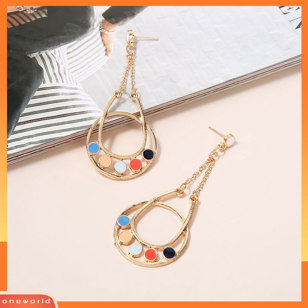 [WONE] Drop-shaped Multicolor Bunga Menjuntai Ear Stud Earrings Perhiasan Aksesoris Hadiah