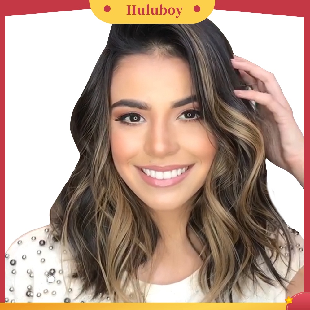 Wig Rambut Ekstensi Model Keriting Panjang Sebahu Warna Gradien Untuk Wanita