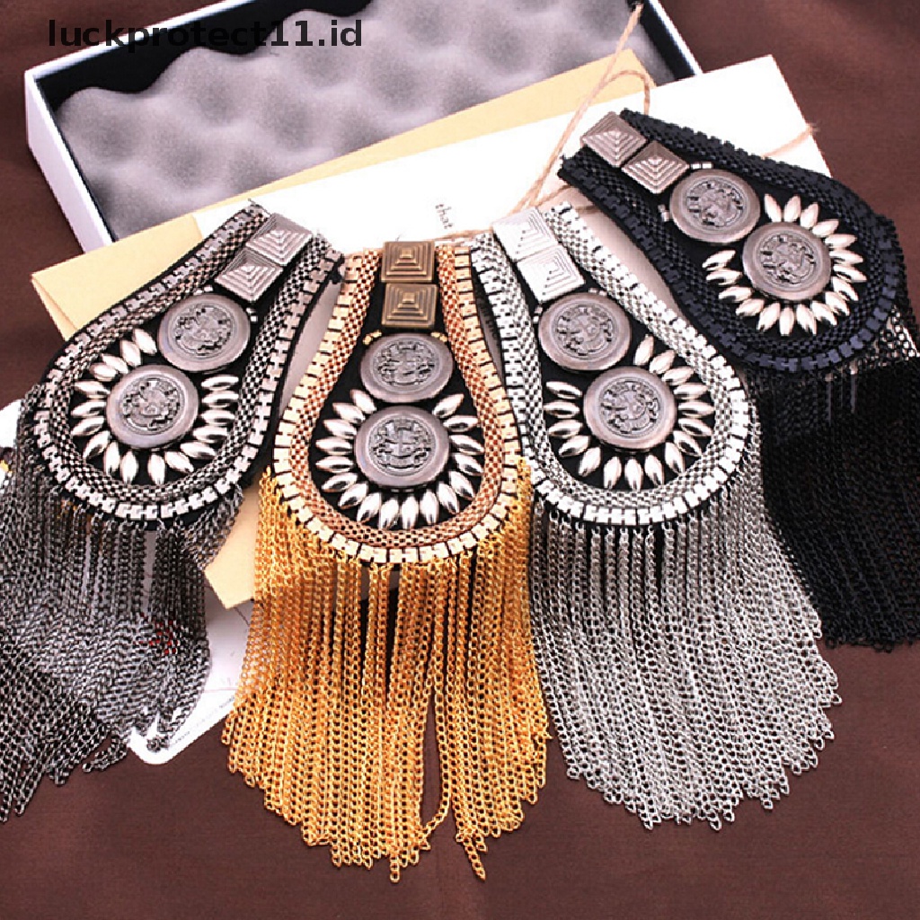/Fashion Hot// Fashion// 1pc Rumbai Rantai Papan Bahu Lencana Epaulet Epaulette Militer Pin Di Bros.