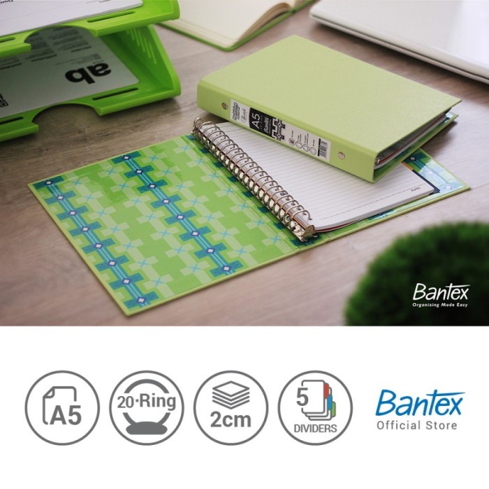 

A5 PP MULTI RING BINDER 20 HOLE 1334 72 PISTACHIO BANTEX / BINDER
