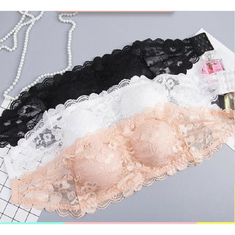 JT - TK013 Crop Top Bra Renda Kemben Bandeau Sexy Model Tanpa Tali Dengan Busa CRT IMPORT