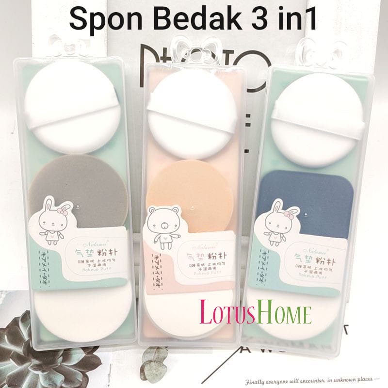 SPONGE BEDAK CUSHION MIKA 3IN1 / SPONS BEDAK  MAKE UP SET BEAUTY TOOLS
