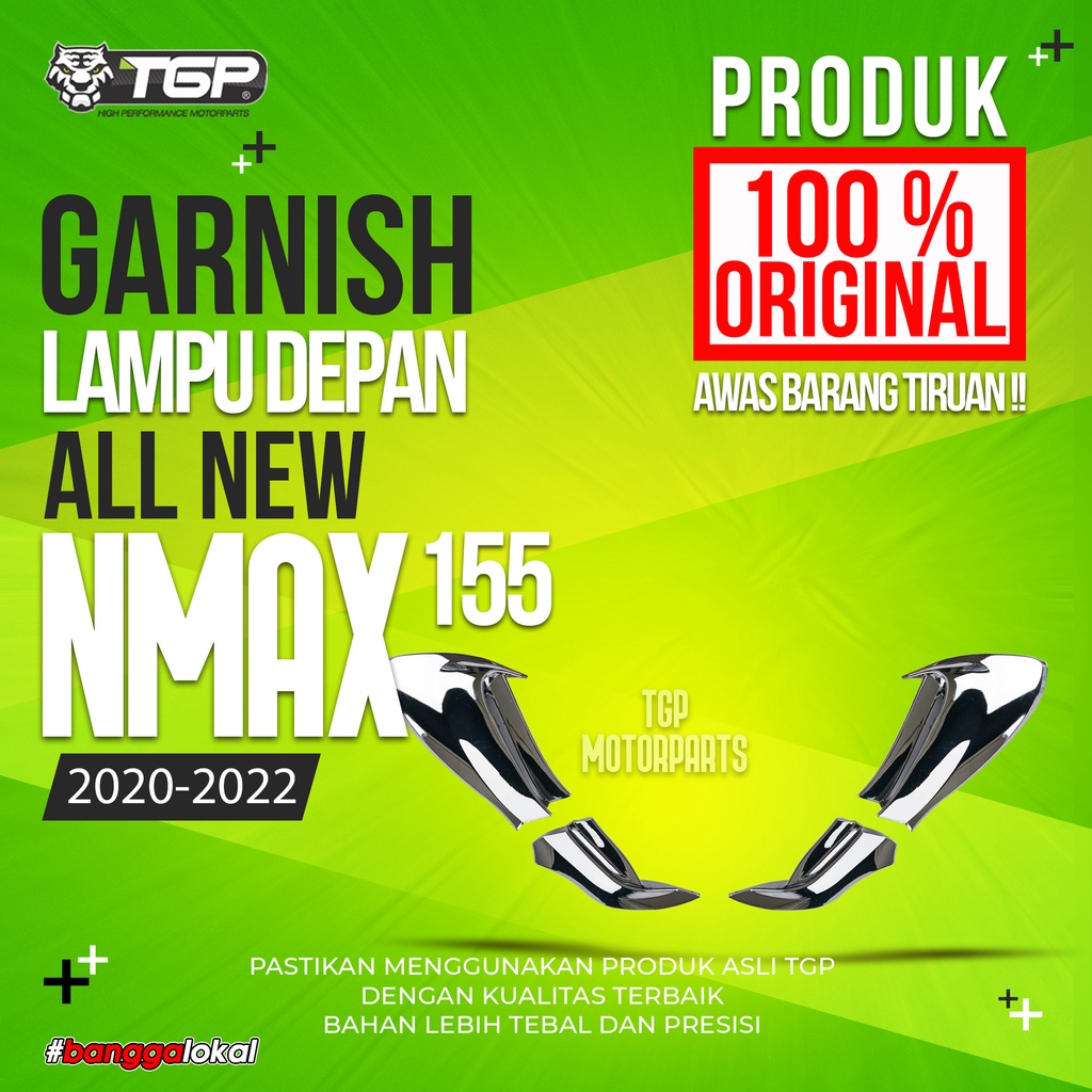 Garnish Lampu Depan All New Nmax 155 (2020 -2021) Aksesoris Variasi Motor Premium Black Chrome