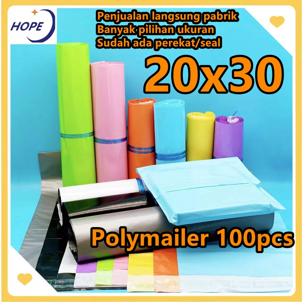 

Plastik packing baju/ Polymailer Olshop LDPE 20×30cm lem kuat ISI 100 PCS Grosir custom packing tebal warna warni glossy