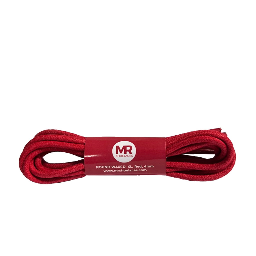 MR Shoelaces RB417 Red (Merah) Tali Sepatu Lilin Katun Bulat Round 4mm 70cm 80cm 90cm 100cm 120cm 150cm 180cm 200cm untuk Boots - Premium Shoelace