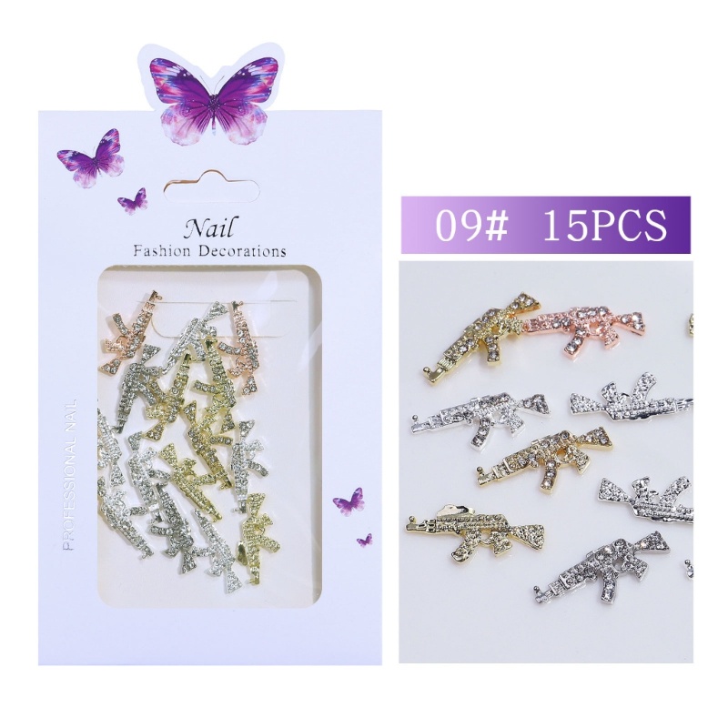 Siy 10Pcs set 3D Perhiasan Kuku Mewah Paduan Nail Art Berlian Imitasi Kristal Mengkilap Berlian Permata Untuk Dekorasi Kuku Cincin Anting