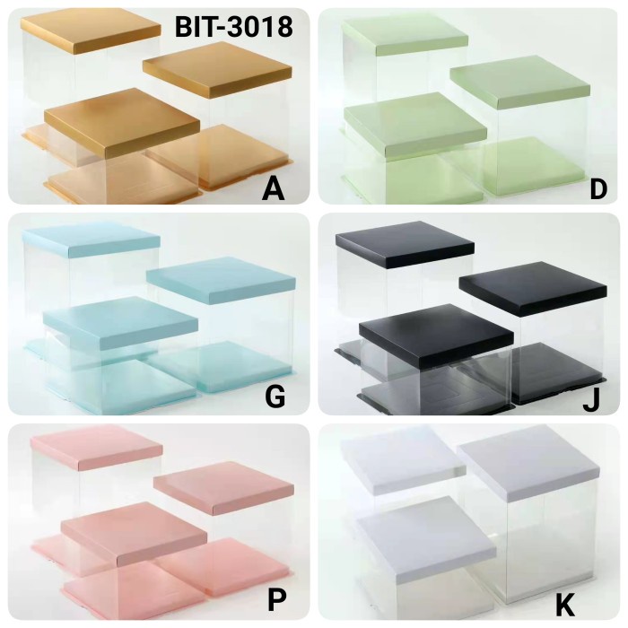 Topper Gr-Bit-30 Kotak Dus Cake Glass Mika Box Tunangan Kue Transparan 30Cm