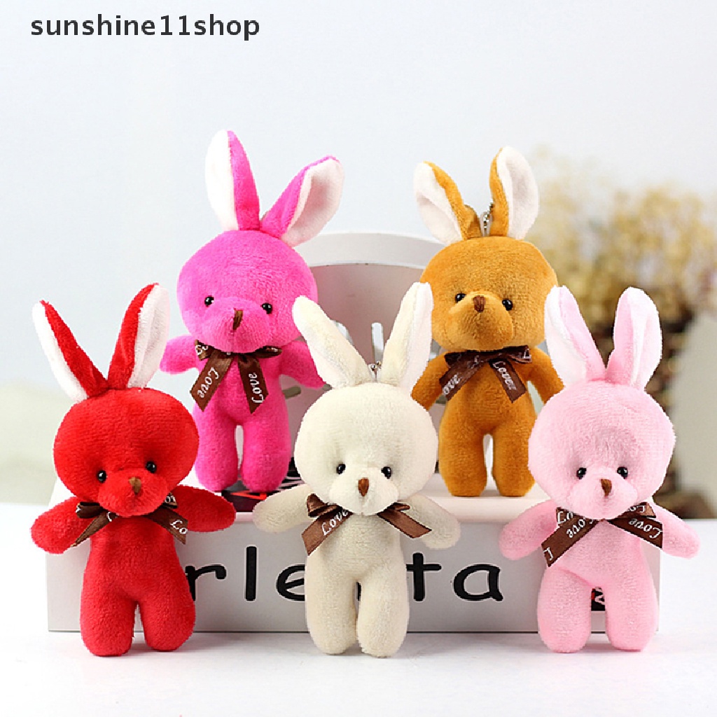 Sho Boneka Kelinci Boneka Kelinci Plush Toy Dasi Kupu Terang Sutra Rabbit Plush Toy Plush Toy Hadiah Kecil Untuk Pesta Pernikahan Gantungan Kunci Tas Ponsel Liontin PP Kapas Boneka Lembut Kelinci N