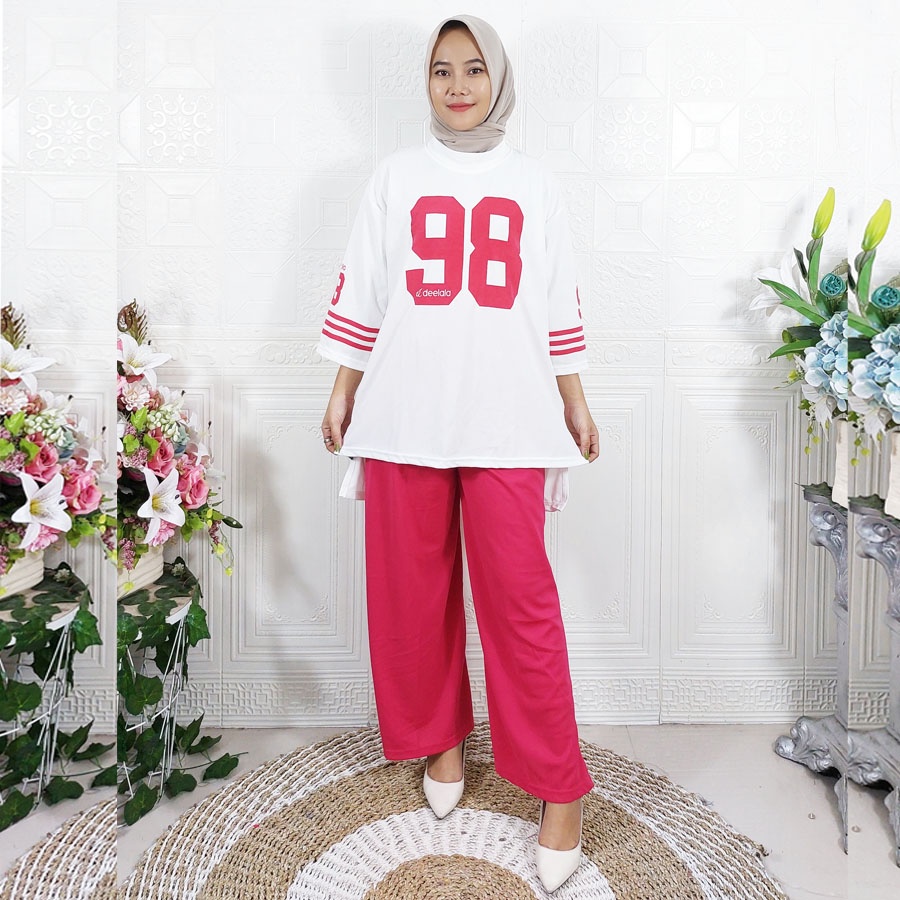 ONE SET 98 OVERSIZE TUNIK DAN CELANA KULOT PANJANG WANITA SOLEHA GL FASHION