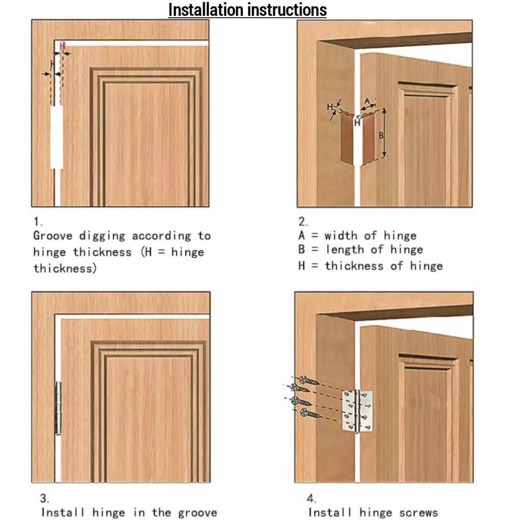 Engsel Jendela Pintu 4 inch Stainless 304 Engsel Pintu Kupu Kupu HD Stainless Steel Window Door Hinge Hinges 4&quot;