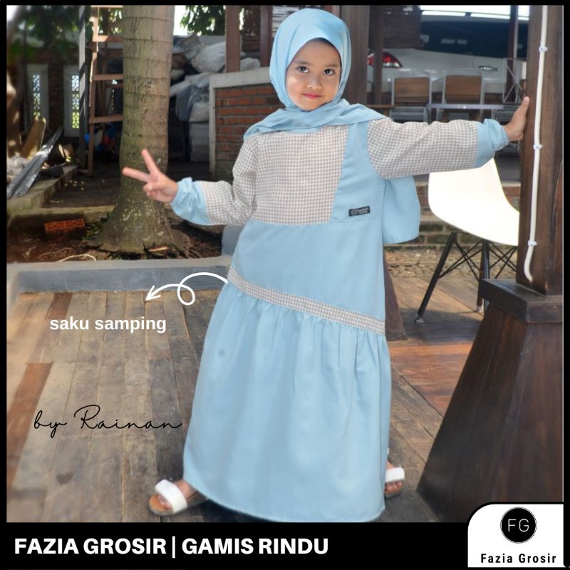 Baru Set Gamis RINDU by Rainan ORI umur 1 sampai 13 tahun Gamis Anak Perempuan Bahan Adem umur 7 8 9 10 11 12 13 tahun Gamis Anak Tanggung