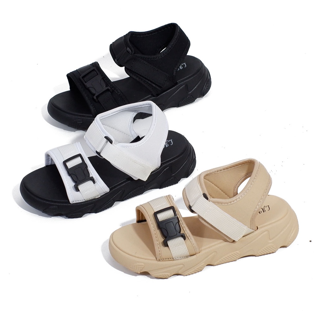 Lancome 10288 Sepatu Sendal Wanita Sendal Wedges Santai Shoes Import tali Gunung anti air slip