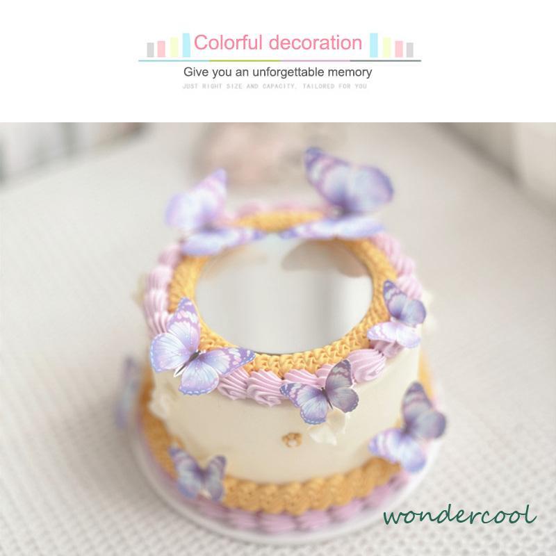 Cake Topper Hiasan Kue kupu Kupu Butterfly Pink Ungu Biru Ulang Tahun-Won