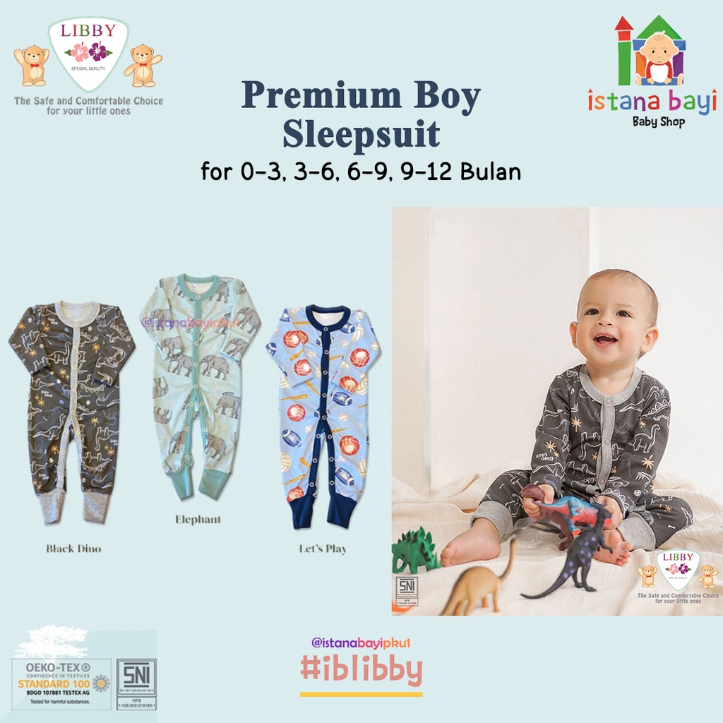 Libby Premium Sleepsuit 9-12 bulan Motif Boy/Girl - Bodysuit &amp; Jumper Bayi