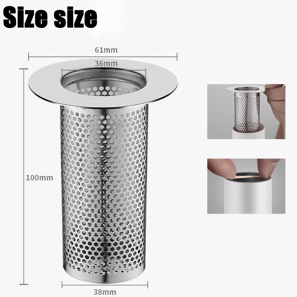 Saringan Keranjang Jaring Floor Drain Stainless Steel Multifungsi/Perangkap Rambut Wastafel Kamar Mandi Dapur Anti Sumbat Terak Saringan Filter