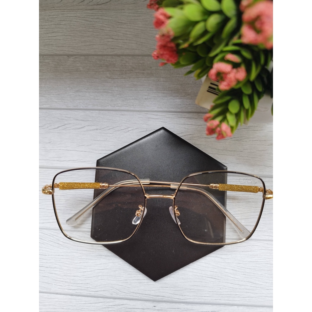 Kacamata Trendy Lensa Normal Photocromic Wanita Bahan Stainless Steel Berkualitas