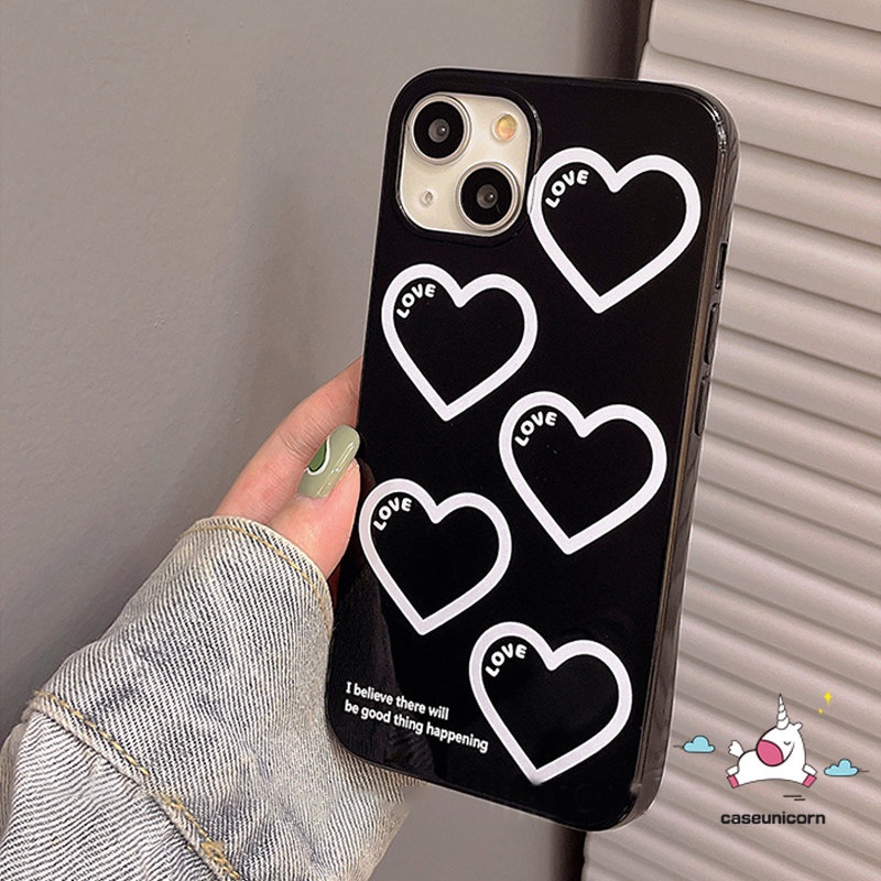 Kompatibel Untuk IPhone 7Plus 8Plus 11 14 13 12 Pro Max XR 7 8 14 Plus X XS Max SE 2020kartun Love Hati Glossy Halus Lembut Tpu Full Pelindung Casing Ponsel