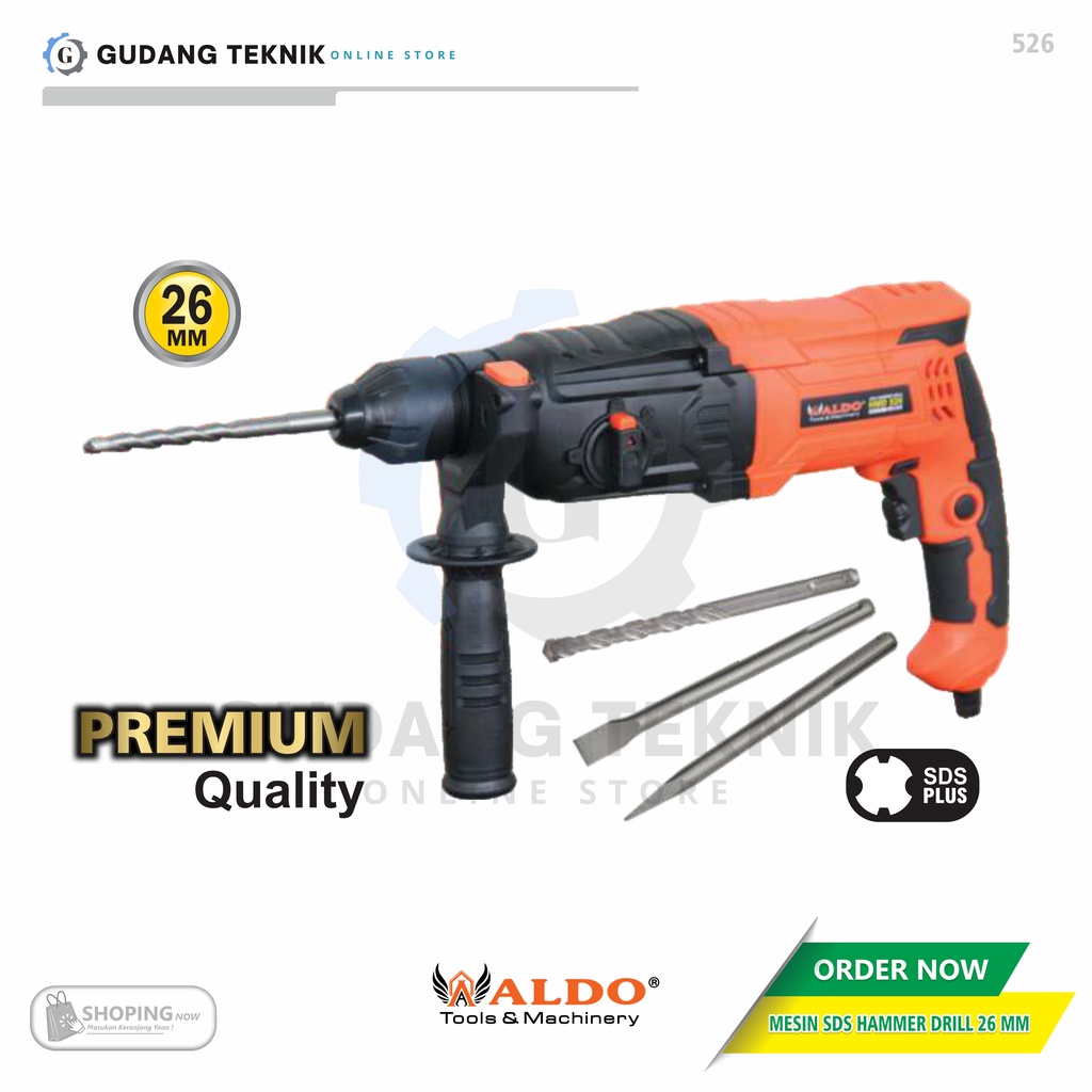 Mesin Bor Hammer Drill 900W ALDO 526  / Mesin Bor Beton SDS PLUS Hammer Drill 26mm ALDO 526 - SDS Hammer Drill ALDO 526