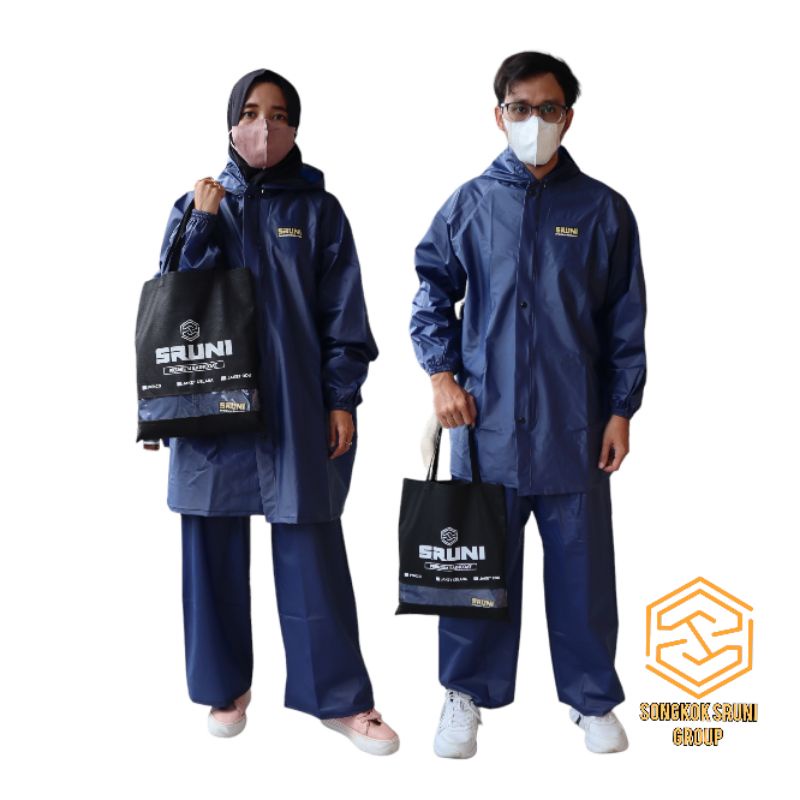 SETELAN JAS HUJAN PRIA WANITA SRUNI BAHAN PVC 025 TEBAL KUAT ELASTIS ORIGINAL MANTOL MANTEL AXIO POLO RUBEL EXTRIME MASELA BATOK GNA AZKA WALET RAFF AXO KELELAWAR PONCO CELANA