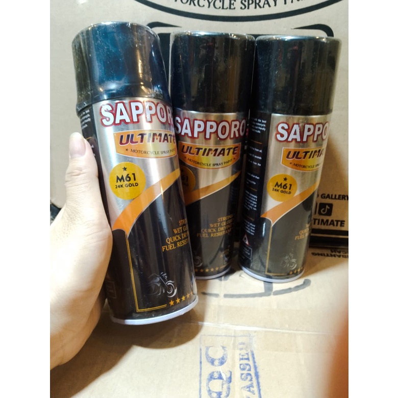 cat spray pilok pilox cat semprot sapporo ultimate saporo m61 24K gold  emas gold kuning emas 400ml