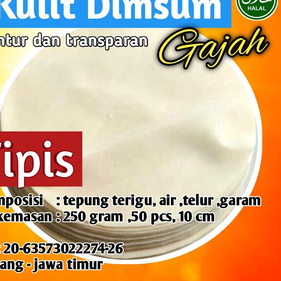 

ㅜ KULIT DIMSUM TRANSPARAN lentur 10 CM 70 pcs swekiau ,siomay ,pangsit ,hakau, gyoza "gajah" MCO11