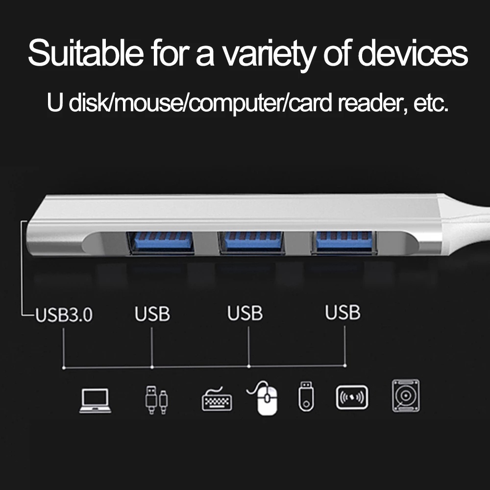 Usb 3.0 Hub 4port Adaptor OTG Desain Portabel Mini Peripherals Aksesoris Hub USB Untuk Hp Dan Laptop