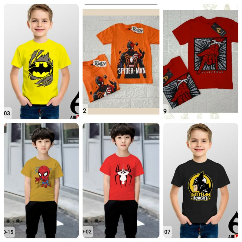 kaos distro anak umur 1-8 tahun motif superhero kualitas premium part 2