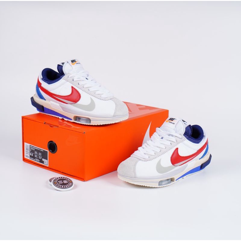 Sacai X Nike Cortez 4.0 White University Red Blue