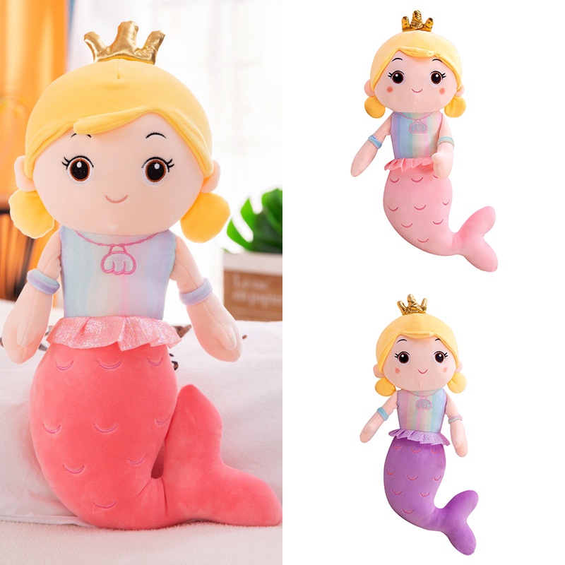 Mermaid Stuffed Crown Mainan Boneka Hewan Lucu Plushie Untuk Hadiah Anak Birhtday