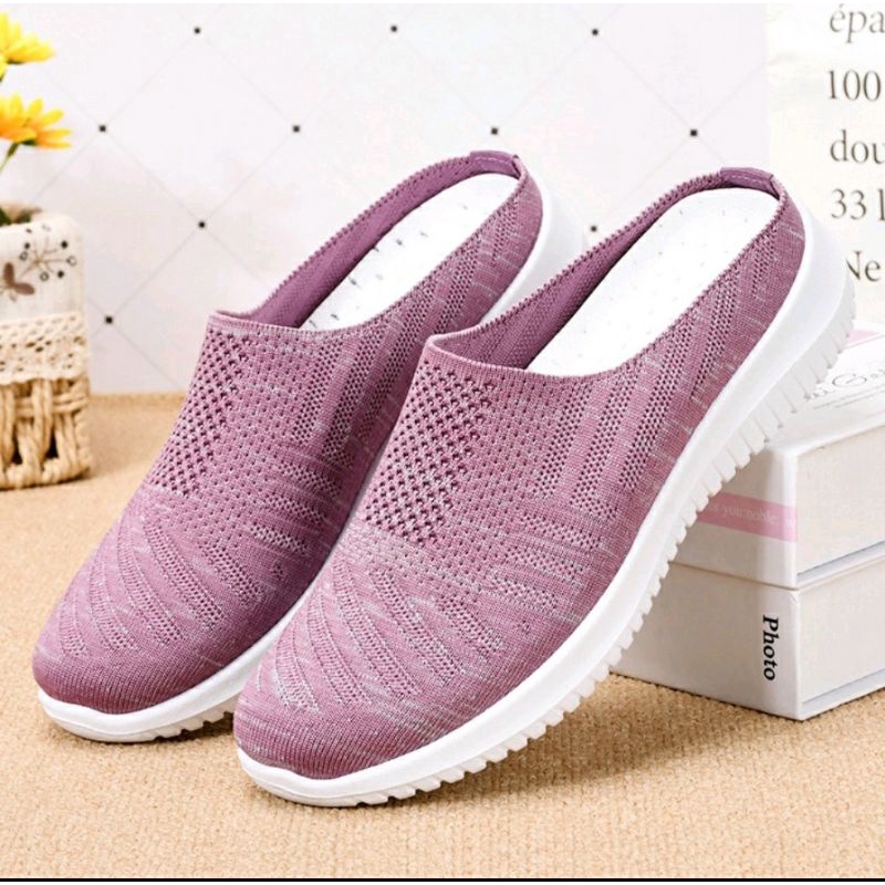 Sepatu sandal wanita import sepatu wanita rajut Flat Shoes anti slip